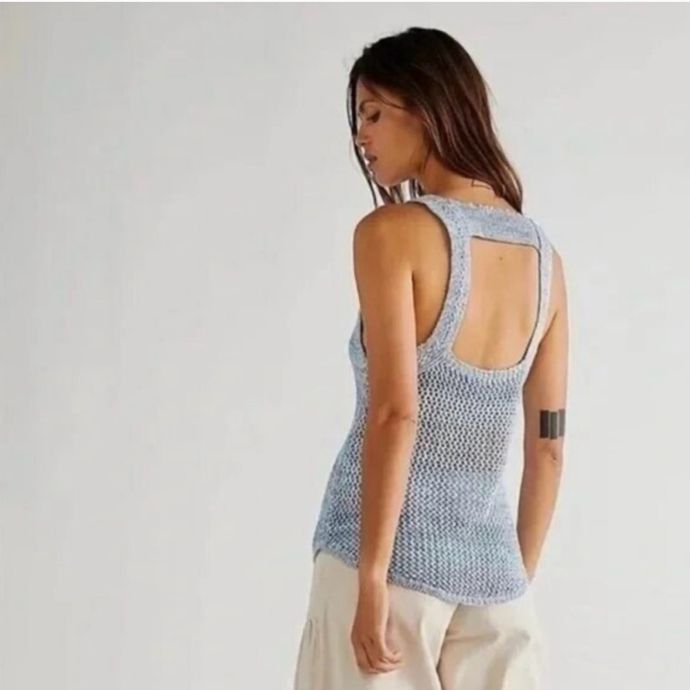 NWT FREE PEOPLE We The Free Under The Starlight Sleeveless Crochet Sweater Top - Picture 5 of 7